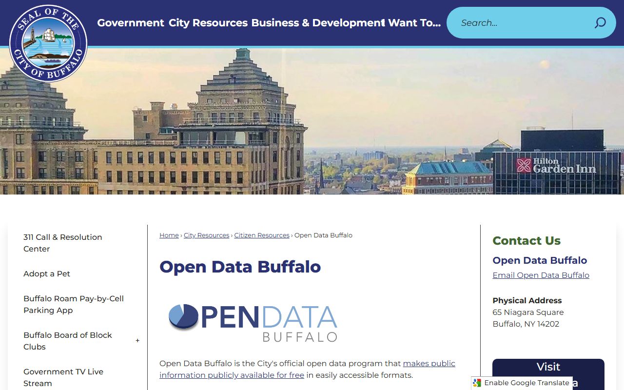 Buffalo Open Data policy page