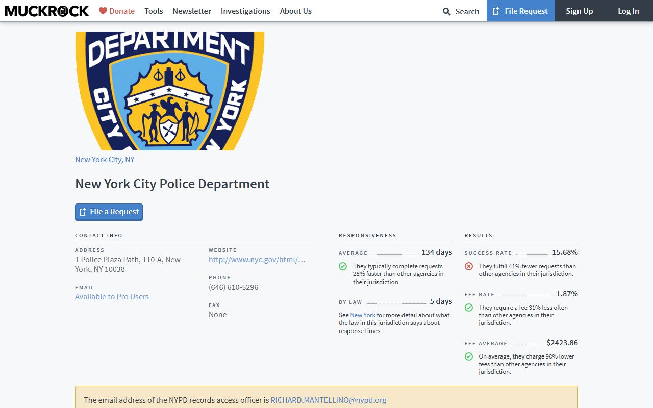 NYPD FOIL requests on MuckRock