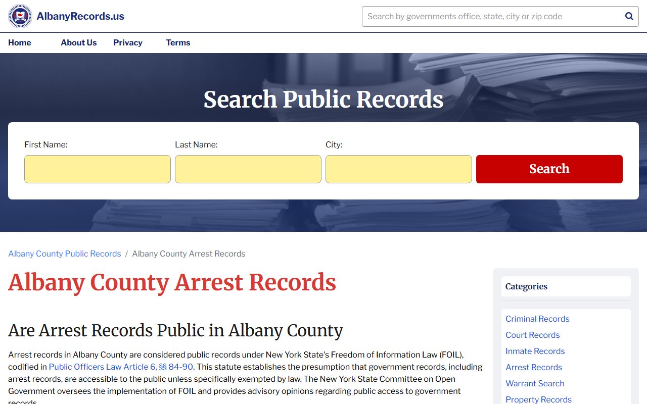 Albany County arrest records and police blotter