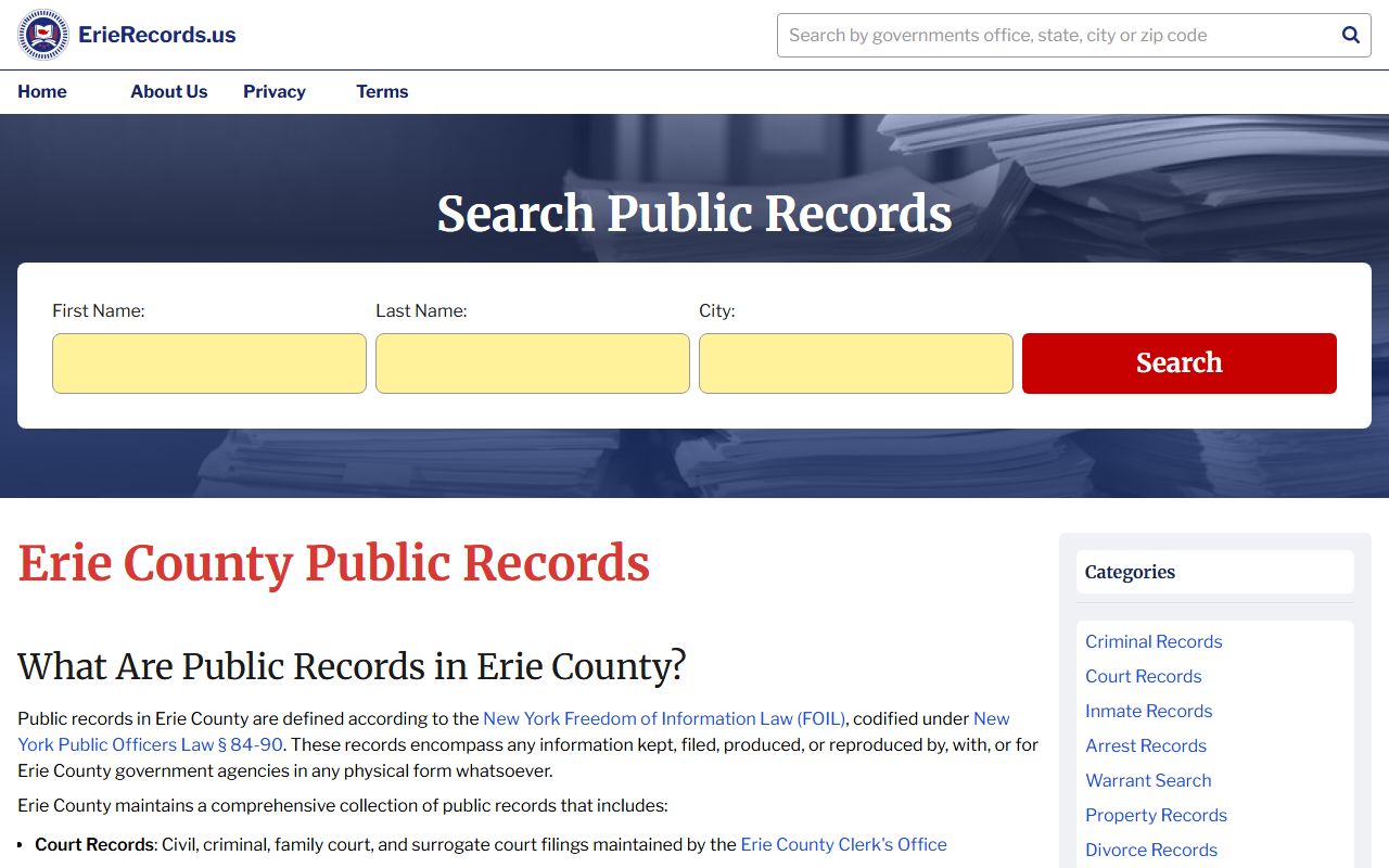Erie County records portal