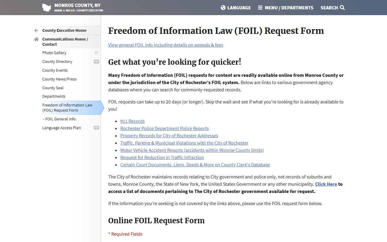 Monroe County FOIL records portal