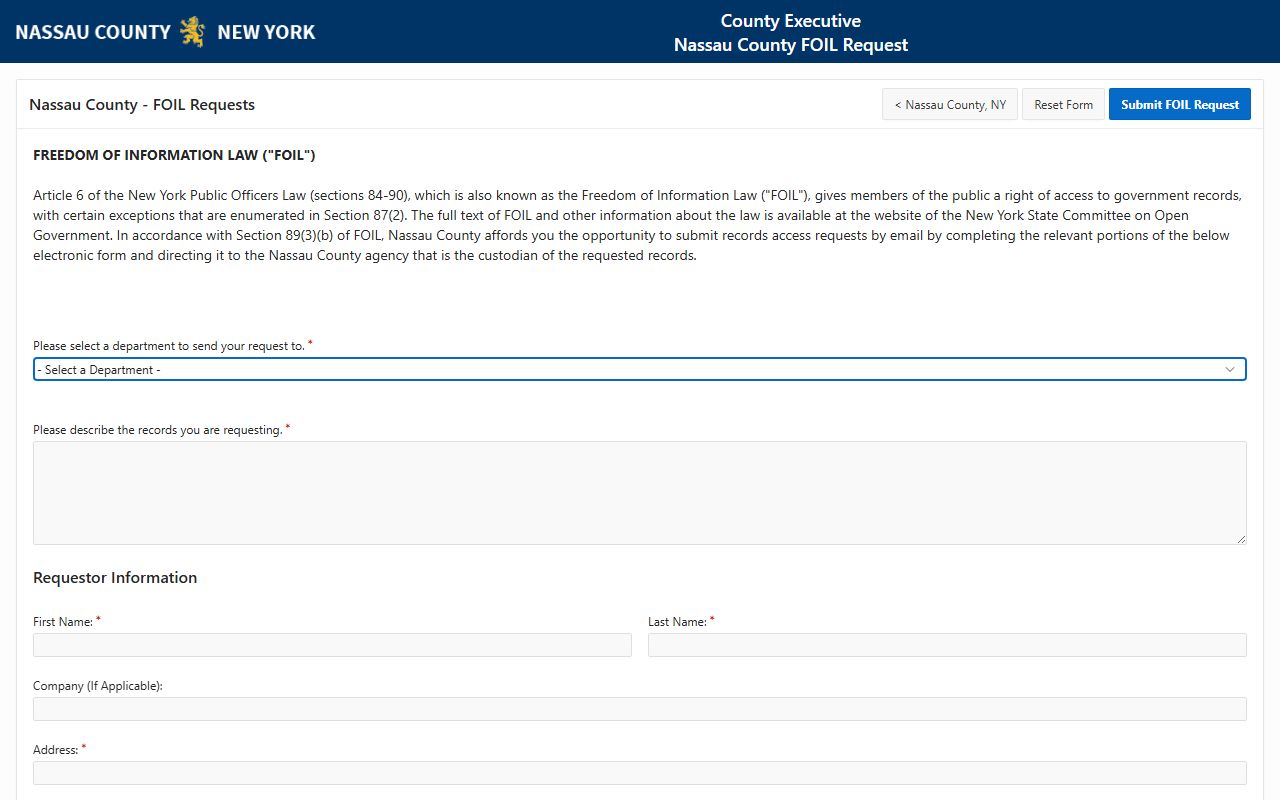 Nassau County FOIL records portal